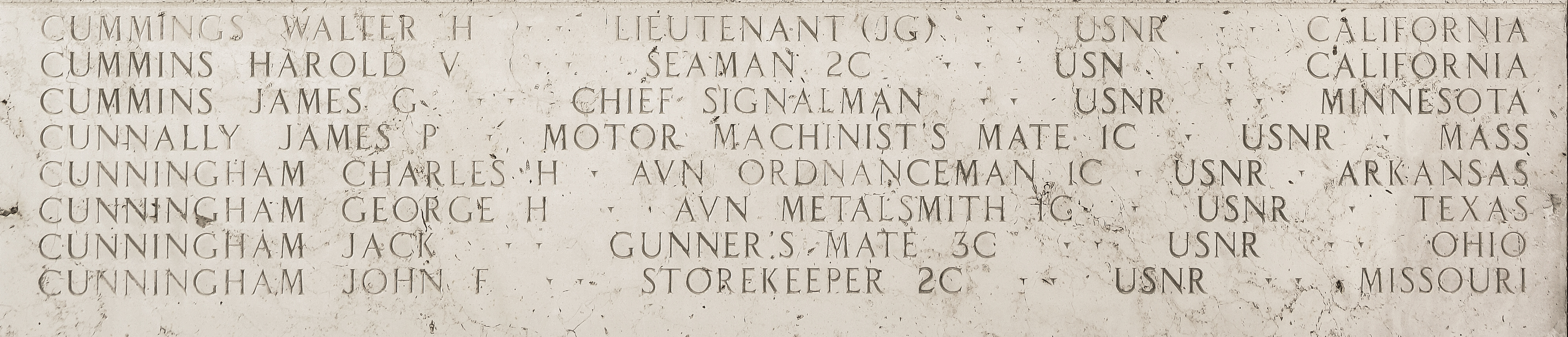 George H. Cunningham, Aviation Metalsmith First Class